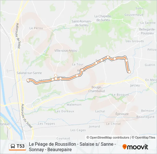 T53 Bus Line Map