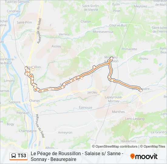 T53 Bus Line Map