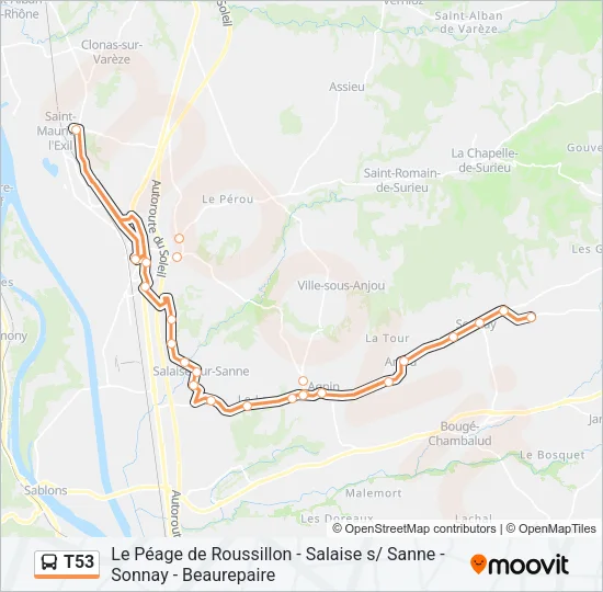 T53 Bus Line Map
