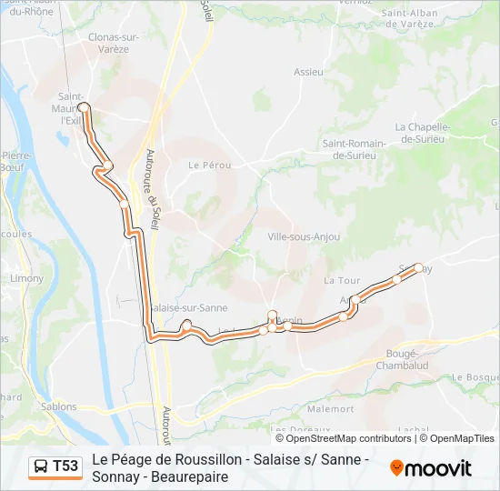 T53 Bus Line Map