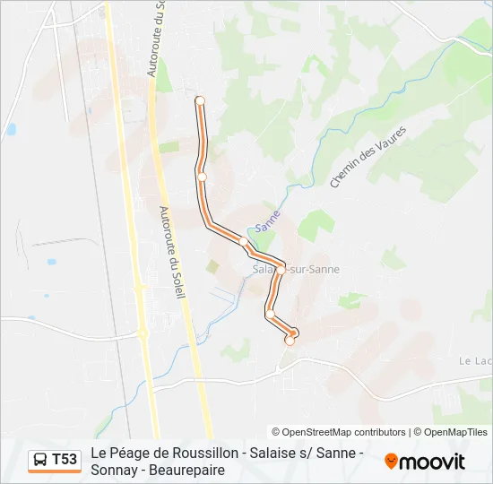 T53 Bus Line Map
