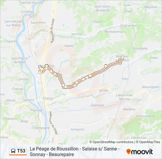T53 Bus Line Map