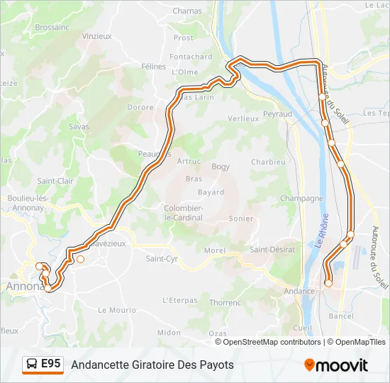 E95 Bus Line Map