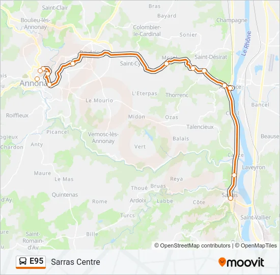 E95 Bus Line Map