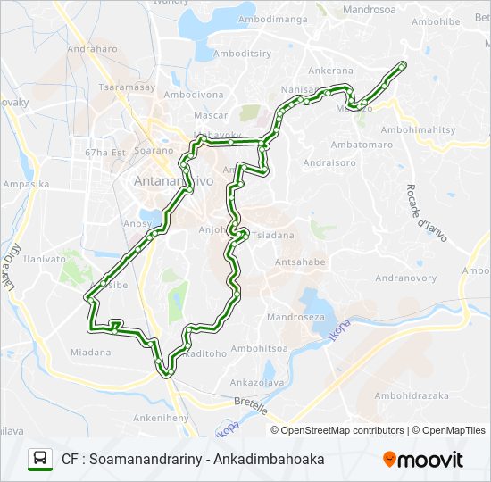 Plan de la ligne 135BLANC de bus