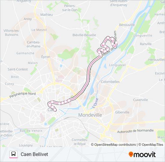 Plan de la ligne 10EX de bus