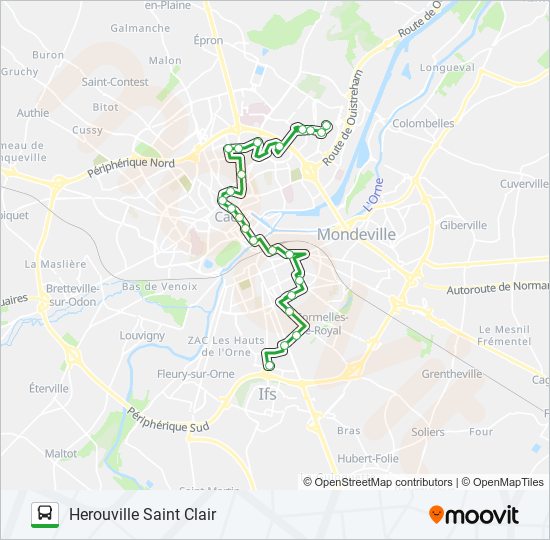 Plan de la ligne B1 de bus