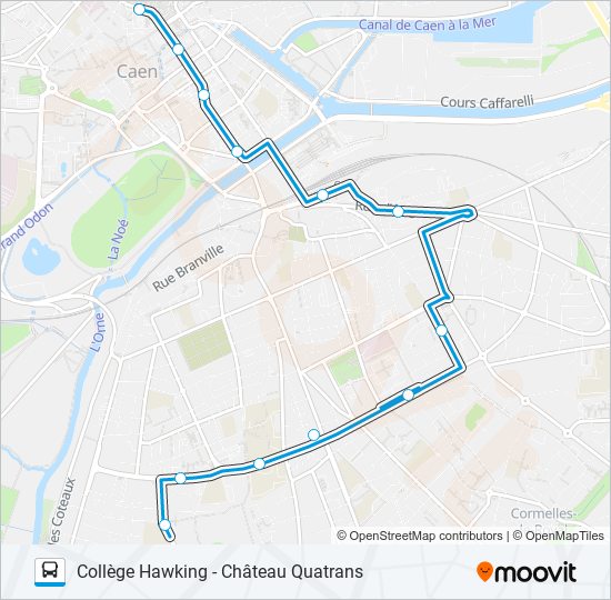 Plan de la ligne B3 de bus