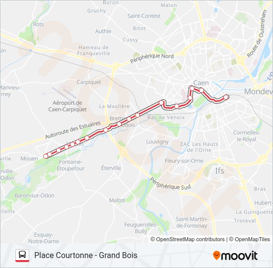 Plan de la ligne NOMAD 104 de bus