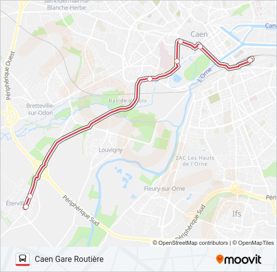 Plan de la ligne NOMAD 105 de bus