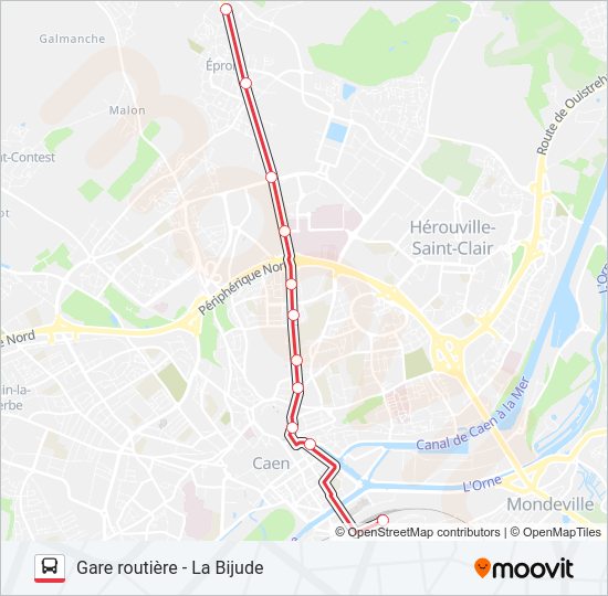 Plan de la ligne NOMAD 101R de bus
