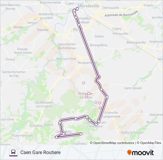 Plan de la ligne LIGNE 14 de bus