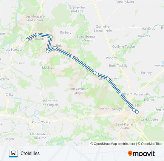 Plan de la ligne LIGNE 161 de bus