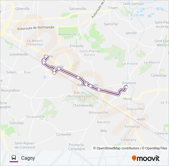 Plan de la ligne LIGNE 216 de bus