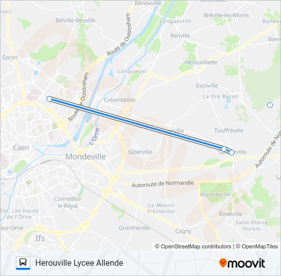 Plan de la ligne LIGNE 136 TWISTO de bus