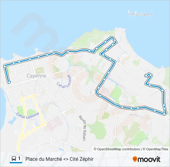 Plan de la ligne 1 de bus