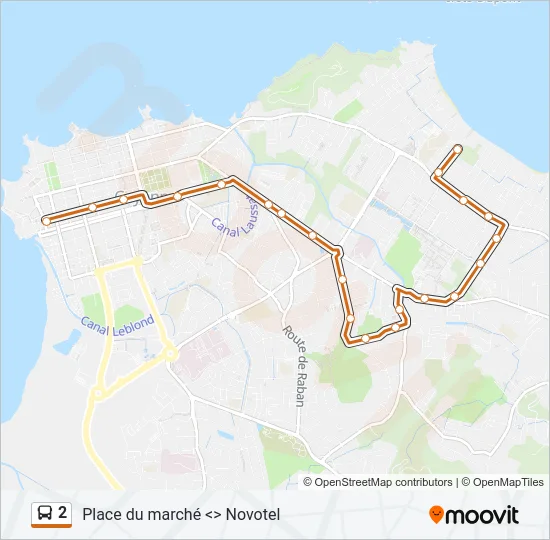 Plan de la ligne 2 de bus