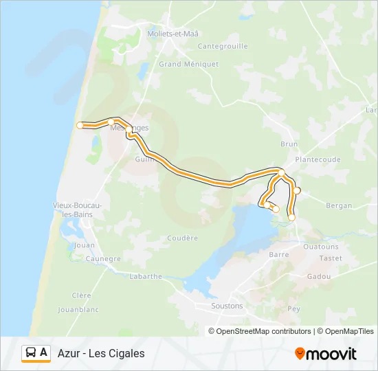 Plan de la ligne A de bus