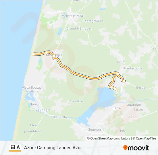 Plan de la ligne A de bus