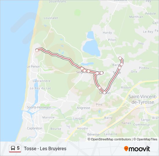 Plan de la ligne S de bus