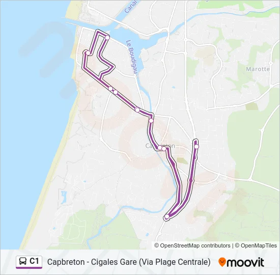 Plan de la ligne C1 de bus