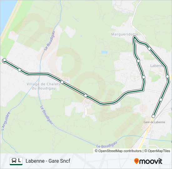 Plan de la ligne L de bus