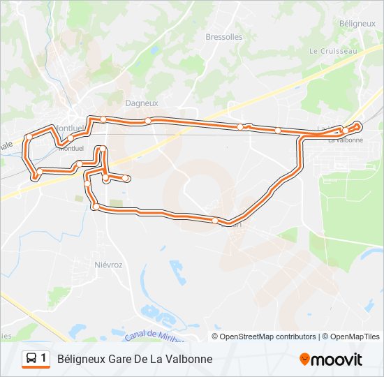 Plan de la ligne 1 de bus