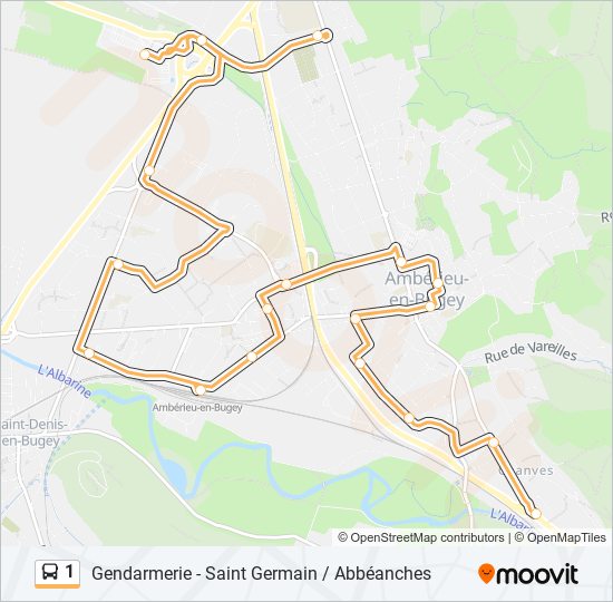 Plan de la ligne 1 de bus