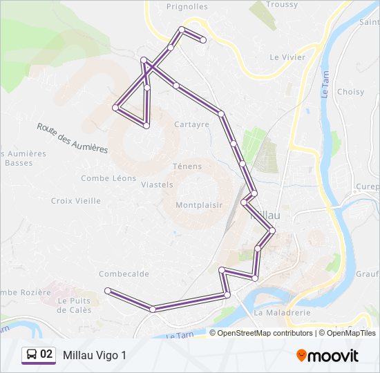 02 Route: Schedules, Stops & Maps - Millau Vigo 1 (Updated)