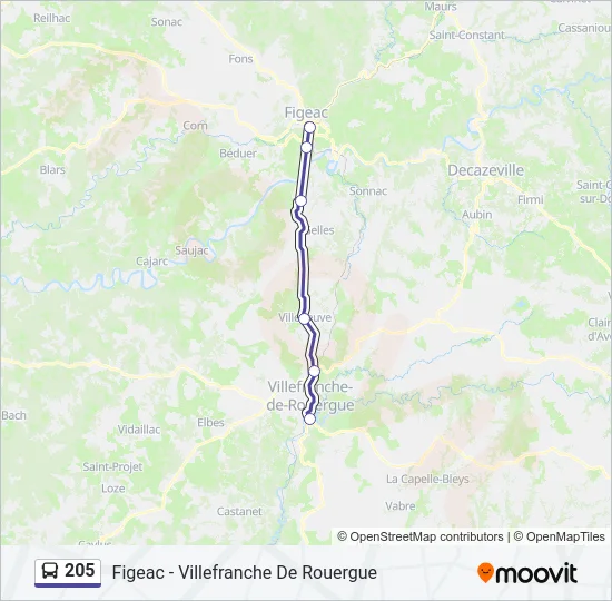 205 Bus Line Map