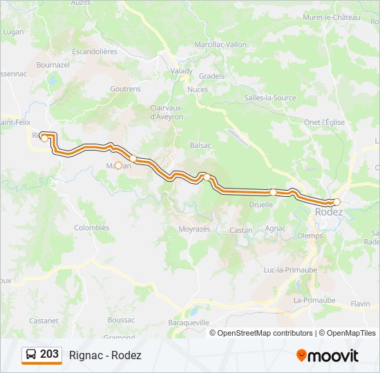 203 bus Line Map