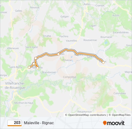 Plan de la ligne 203 de bus