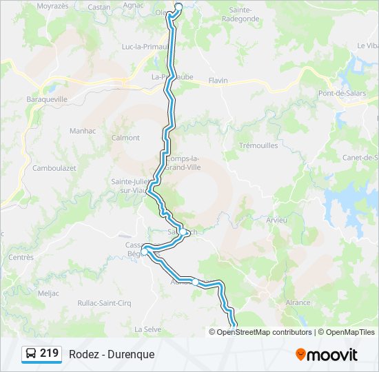 Plan de la ligne 219 de bus