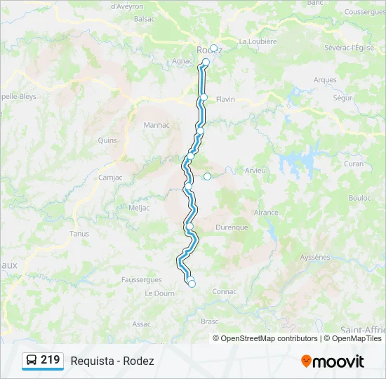 219 Bus Line Map