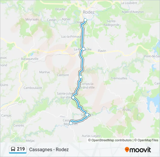 219 Bus Line Map