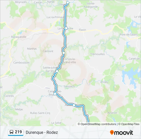 219 Bus Line Map