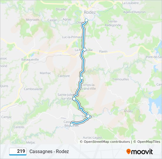 Plan de la ligne 219 de bus