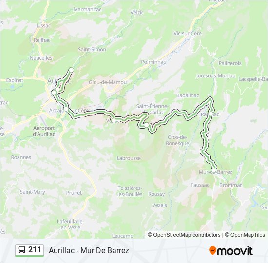 Plan de la ligne 211 de bus