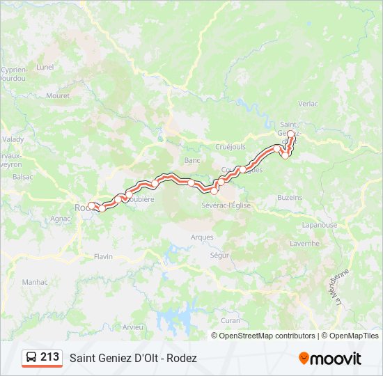 Mapa de 213 de autobús