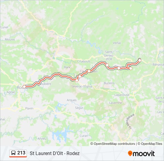 Mapa de 213 de autobús