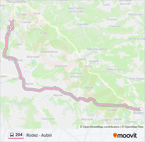 Plan de la ligne 204 de bus