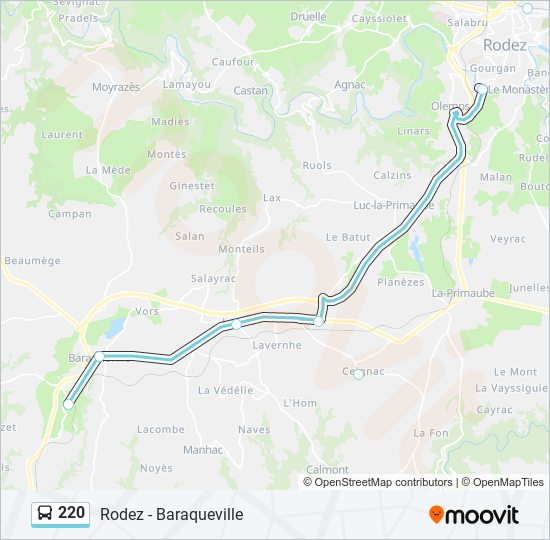 Plan de la ligne 220 de bus