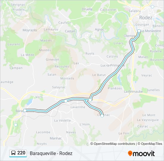 220 bus Line Map