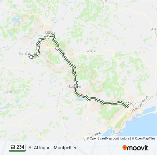 Mapa de 234 de autobús