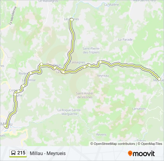 Plan de la ligne 215 de bus