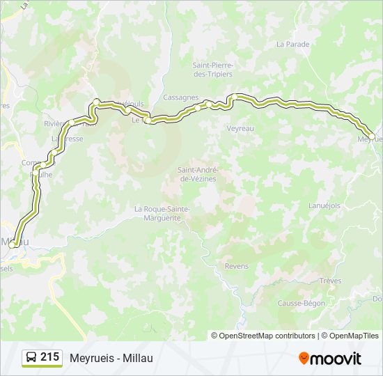 Plan de la ligne 215 de bus