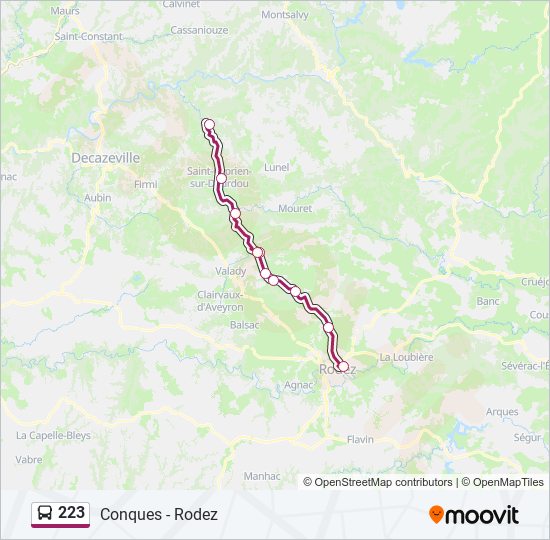 Plan de la ligne 223 de bus