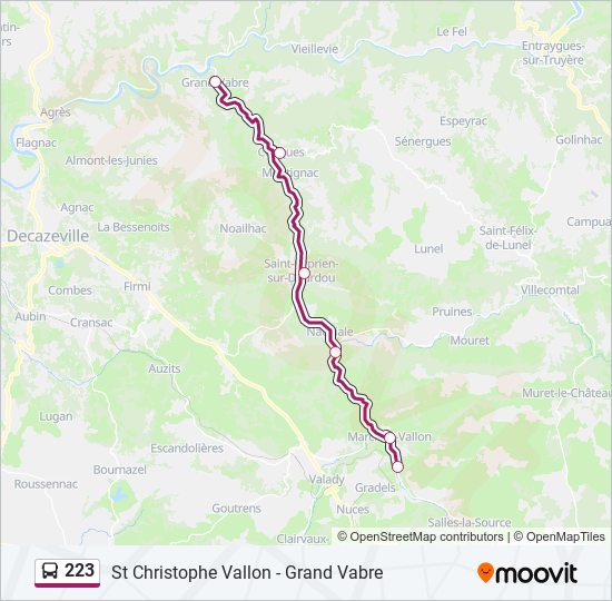 Plan de la ligne 223 de bus