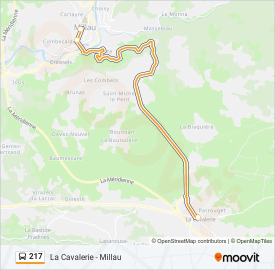 Plan de la ligne 217 de bus