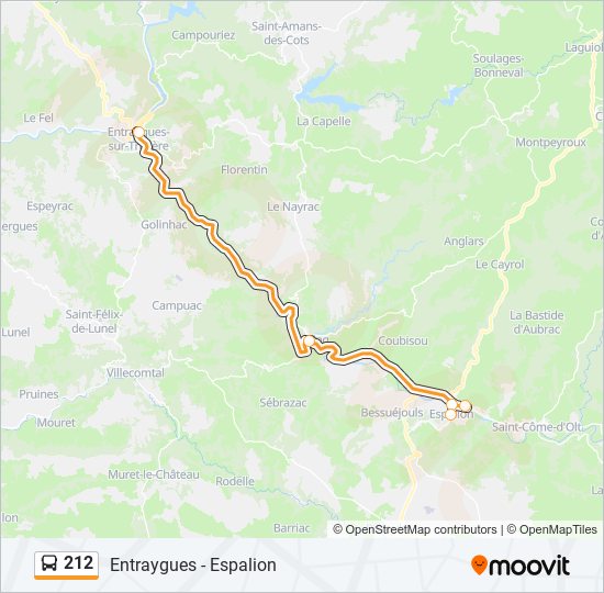 Mapa de 212 de autobús